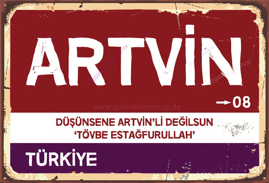 08 Artvin Şehir Tabela