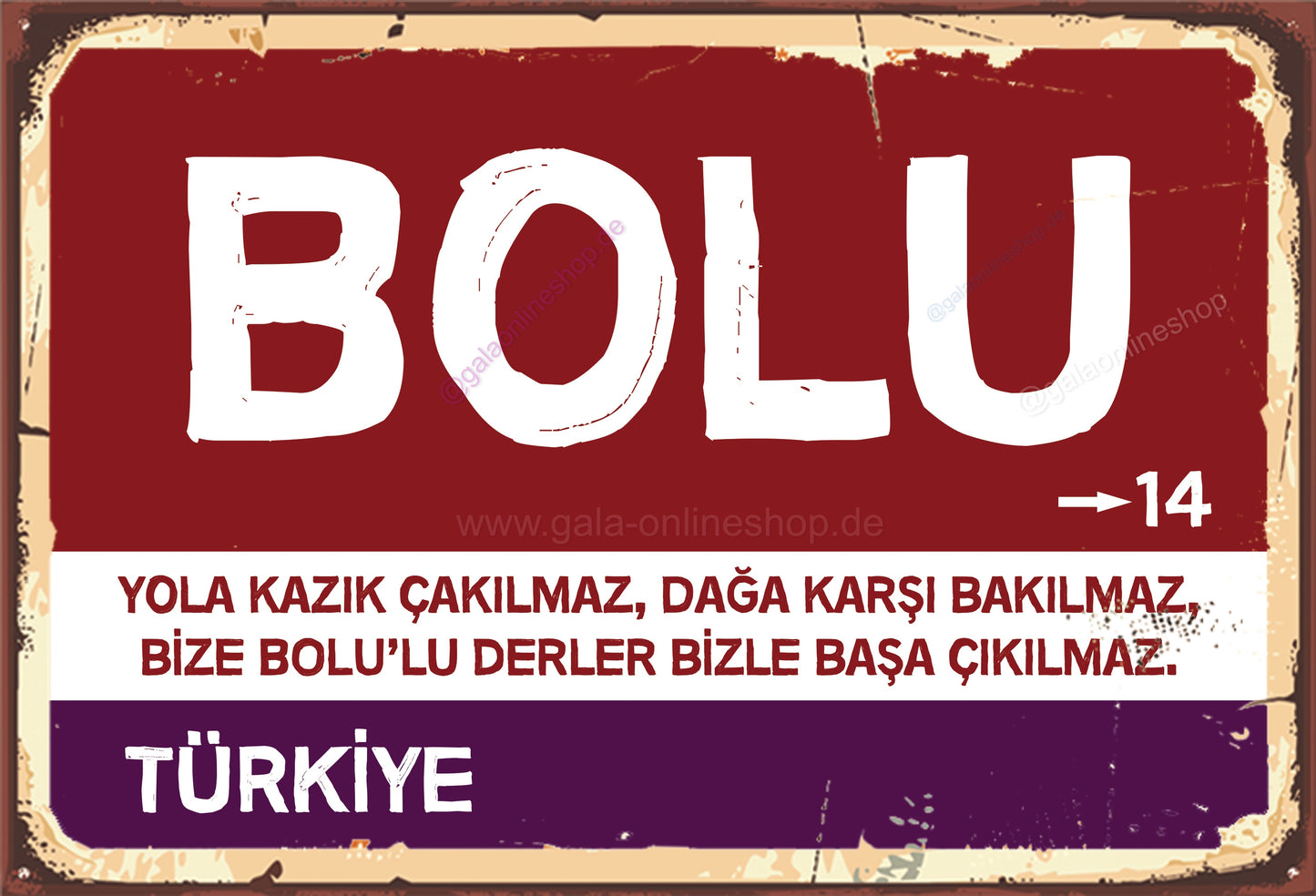 14 Bolu Şehir Tabela