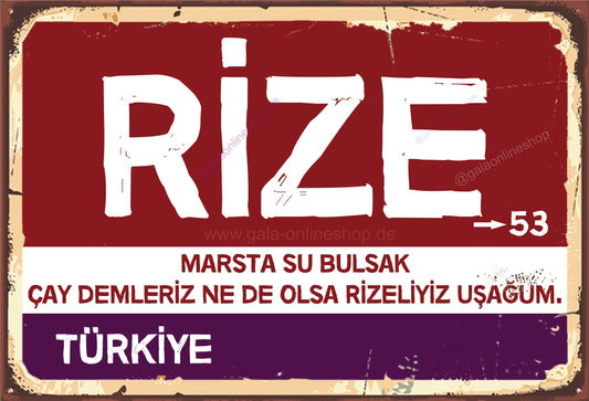 53 Rize Şehir Tablosu