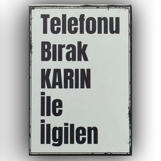 Telefonu Birak Retro Ahsap Poster