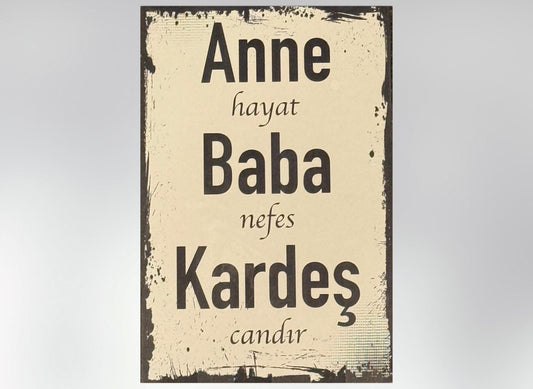 Anne Baba Kardes Retro Ahsap Poster