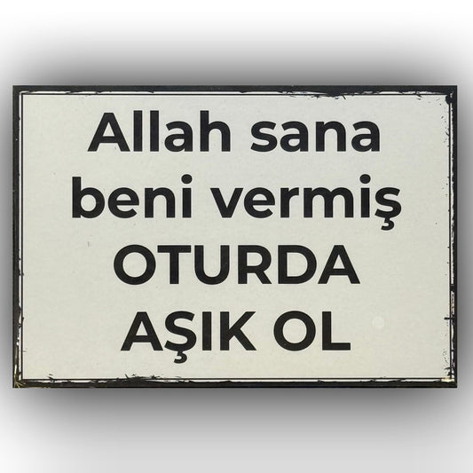 Allah Sana Beni Vermis Retro Ahsap Poster