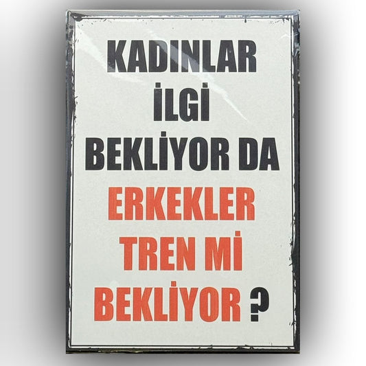 Kadinlar Ilgi Bekliyor Da Retro Ahsap Poster