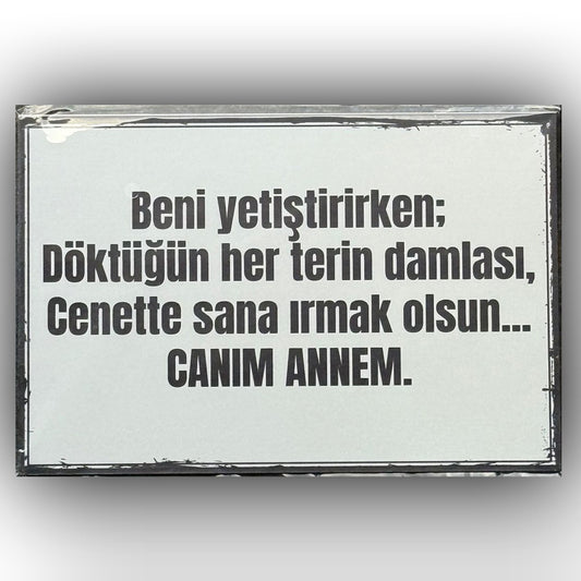 Beni Yetistiriken Canim Annem Retro Ahsap Poster