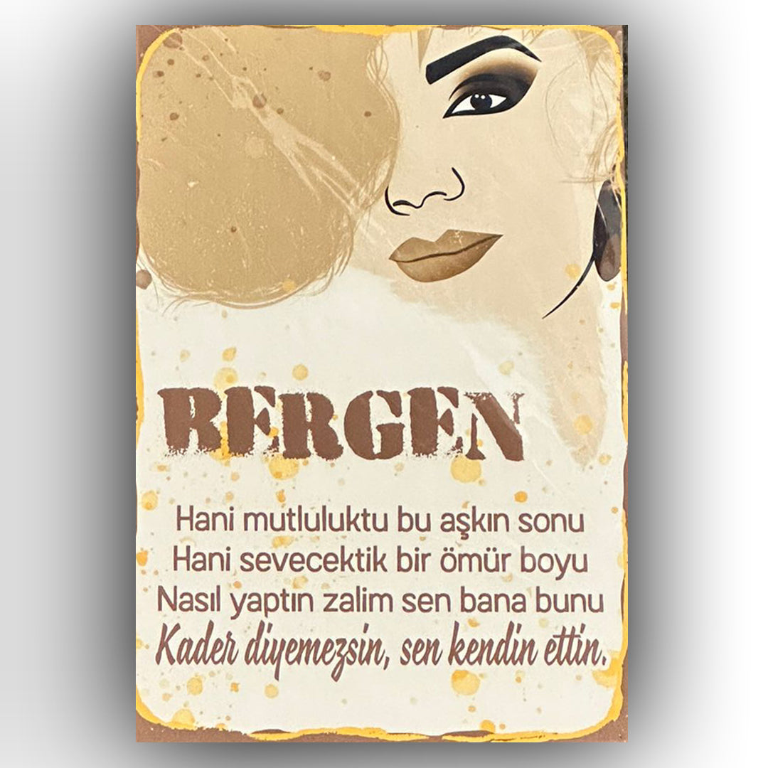 Bergen Kader Retro Ahsap Poster