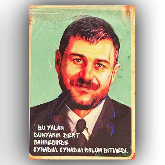 Azer Bülbül Yalan Dünya Retro Ahsap Poster