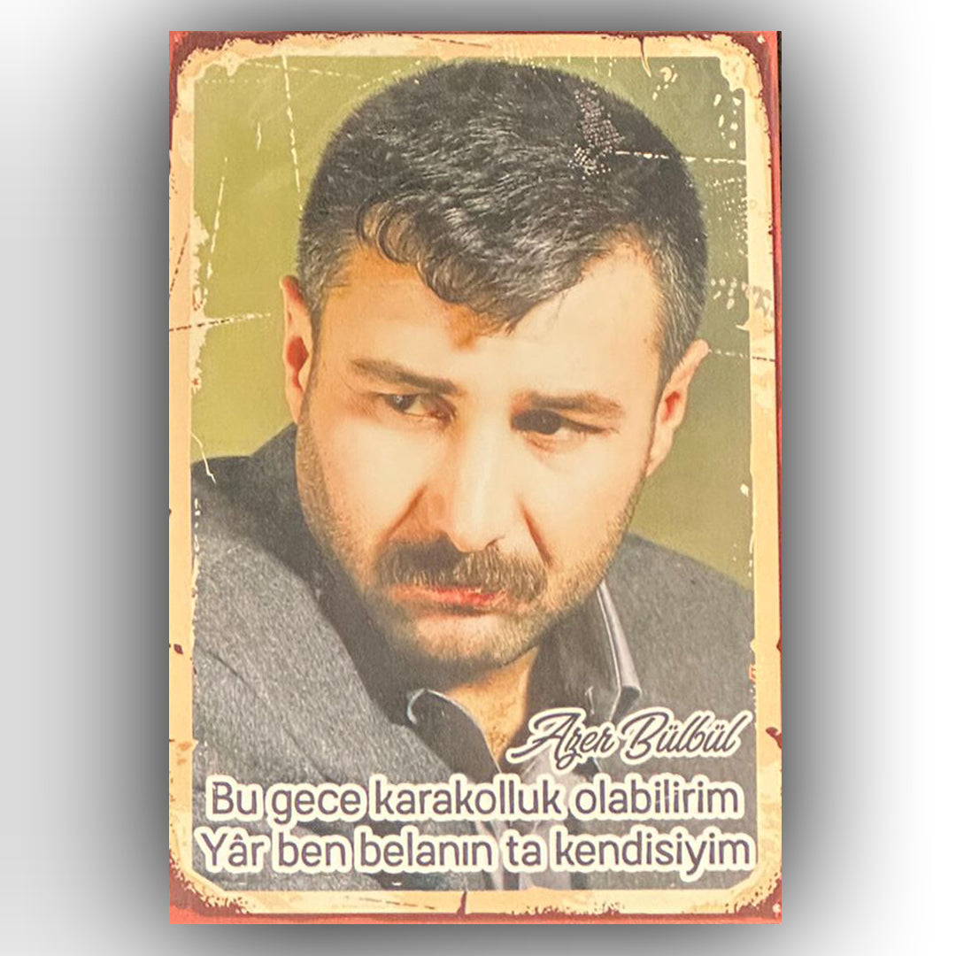 Azer Bülbül Karakol Retro Ahsap Poster