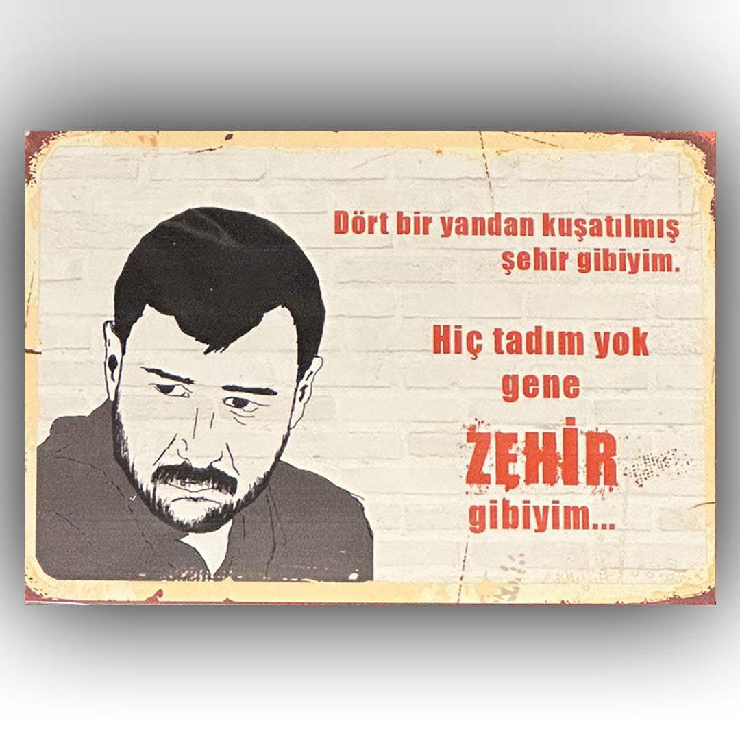 Azer Bülbül Tadim Yok Retro Ahsap Poster