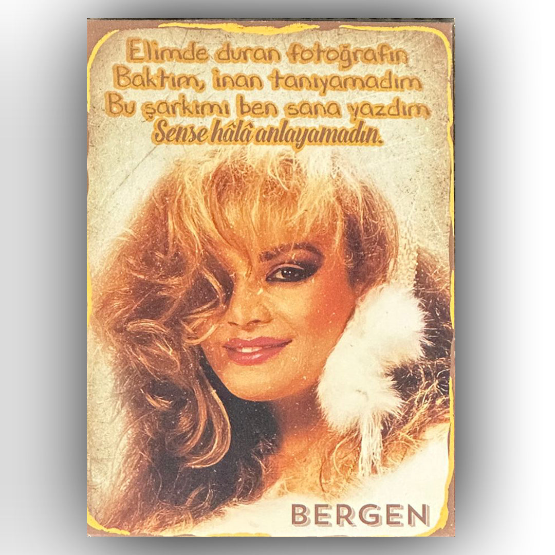 Bergen Elimde Duran Retro Ahsap Poster