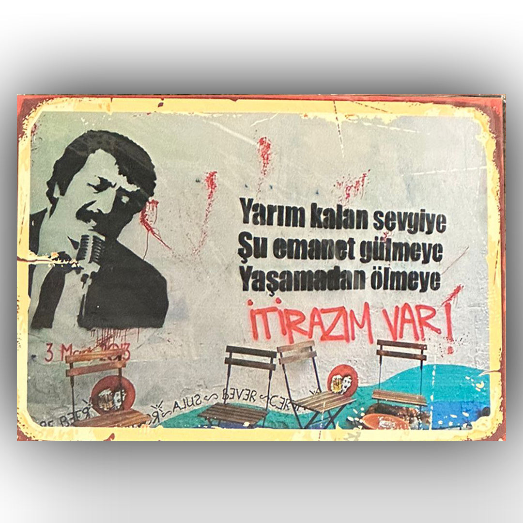Müslüm Gürses Itirazim Var Retro Ahsap Poster
