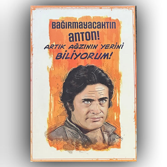 Cüneyt Arkin Anton Retro Ahsap Poster