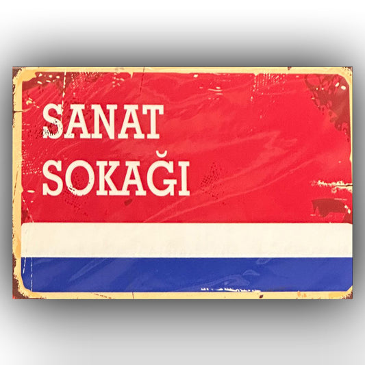 Sanat Sokagi Retro Ahsap Poster