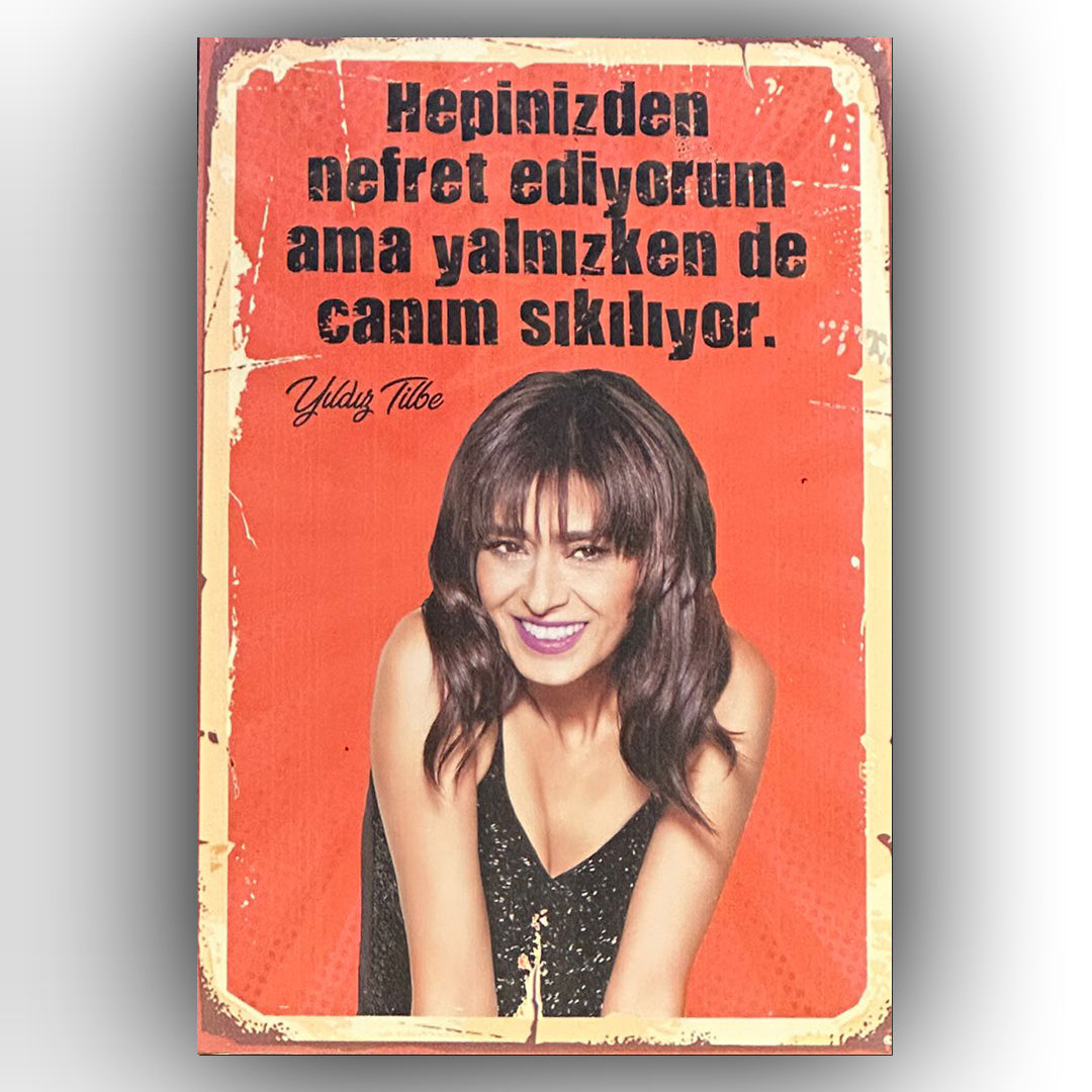 Yildiz Tilbe Retro Ahsap Poster
