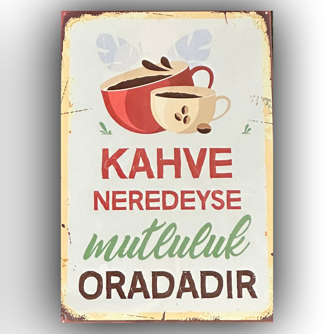 Kahve Nerdeyse Retro Ahsap Poster