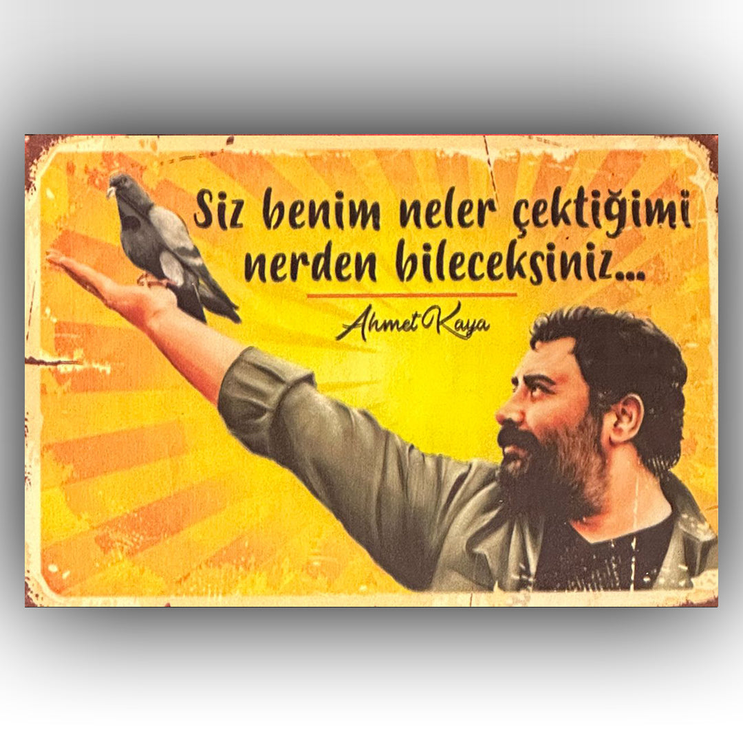 Ahmet Kaya Nerden Bileceksiniz Retro Ahsap Poster