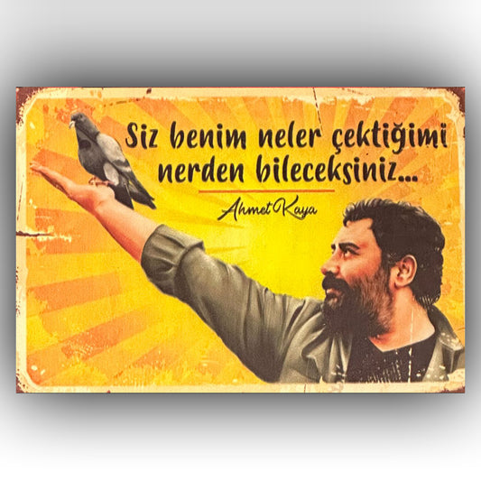 Ahmet Kaya Nerden Bileceksiniz Retro Ahsap Poster