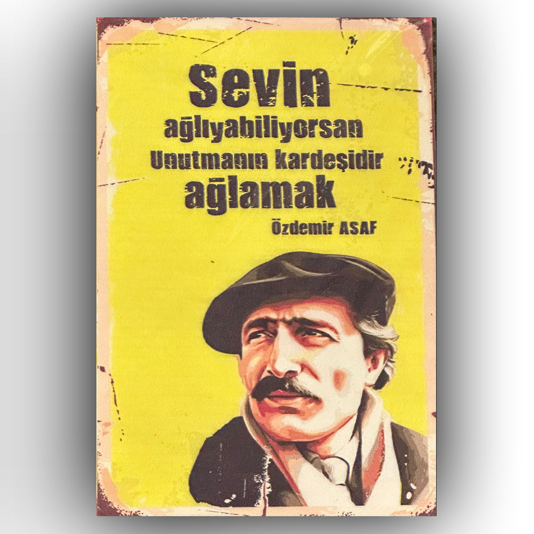 Özdemir Asaf Retro Ahsap Poster