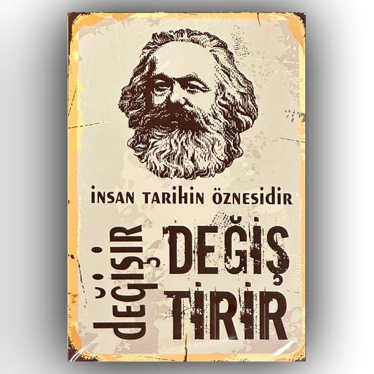 Karl Marx Retro Ahsap Poster