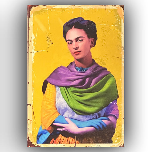 Frida Kahlo Resim Retro Ahsap Poster
