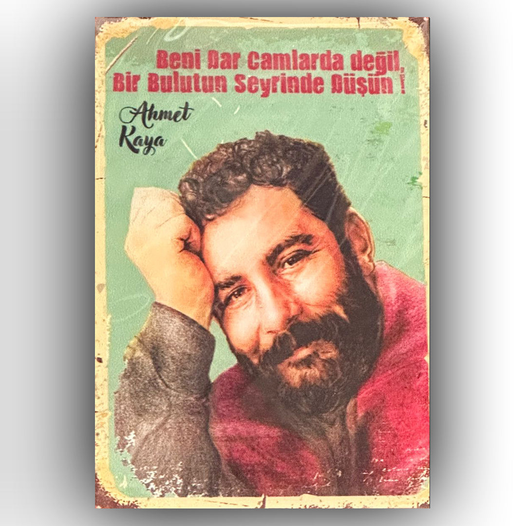 Ahmet Kaya Bul Beni Retro Ahsap Poster