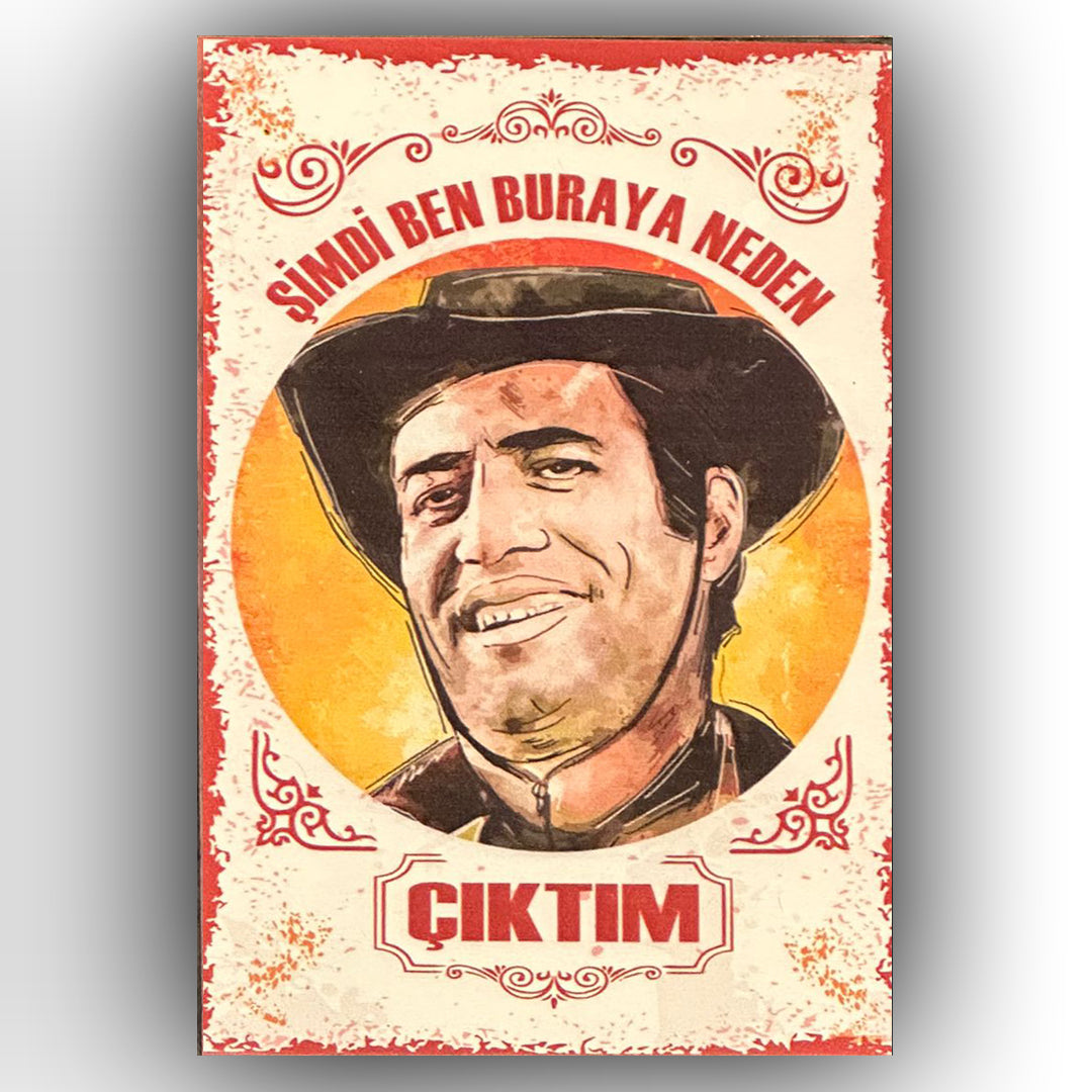 Kemal Sunal Simdi Sen Retro Ahsap Poster