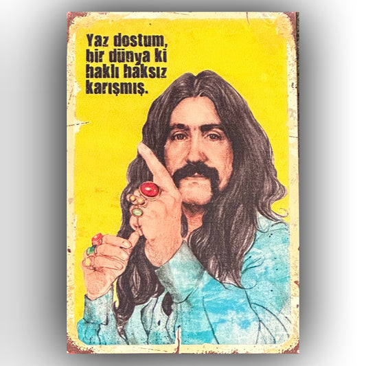 Baris Manco Yaz Dostum Retro Ahsap Poster