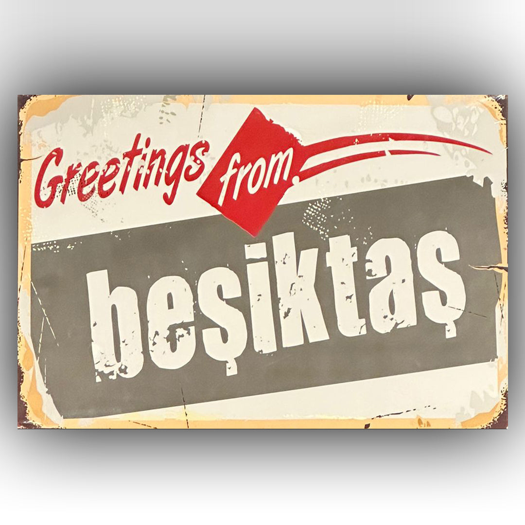 Greetings From Besiktas Retro Ahsap Poster