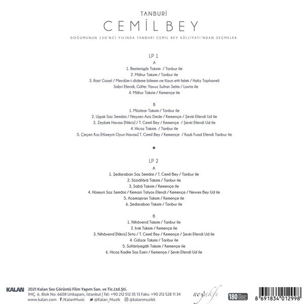 Tanburi Cemil Bey (2 Plak ( 2 Schallplatten )