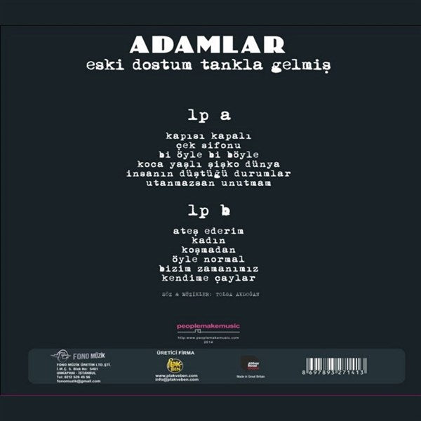 Adamlar - Eski Dostum Tankla Gelmis Plak ( Schallplatte )