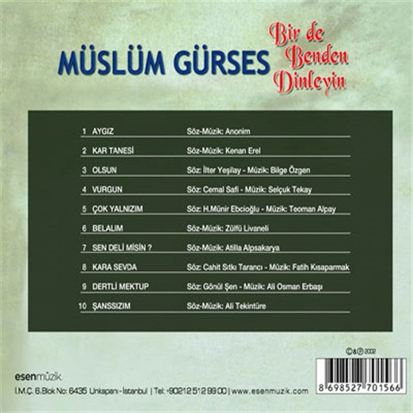 Müslüm Gürses - Bir De Benden Dinleyin (CD)
